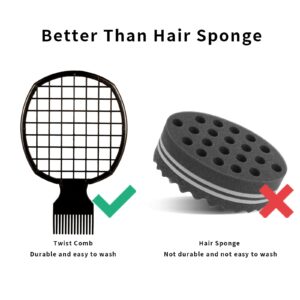 Selalu 2Pcs Twist Combs, Upgraded Hair Brush for Curls - Better Than Sponge for Men and Women (Black)