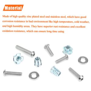 HELIFOUNER 1/4"-20 Threaded Inserts for Wood Furniture, 1/4"-20 T Nuts, 1/4-20 x 3/4", 1", 1-1/4" Button Head Socket Cap Screws, 1/4" Flat Washers Assortment Kit, 120 Pieces