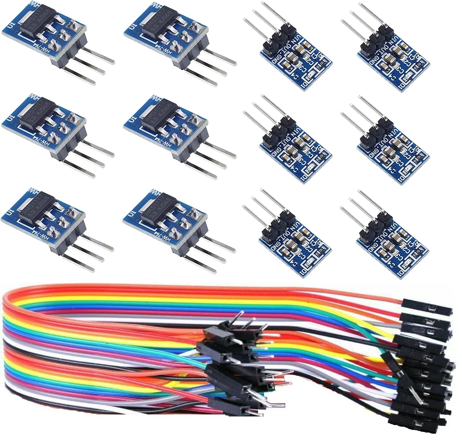 WWZMDiB 12Pcs AMS1117-3.3 DC-DC Buck Converter 4.75~12V to 3.3V Step-Down Power Module LDO 800MA (12 pcs)