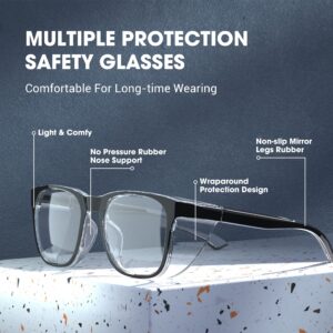 TOREGE Stylish Safety Glasses For Men And Women, Safety Goggles Eye Protection With Anti-Fog And Anti-Blue Light Lens, Light And Comfortable, Perfect Alt To Regular Protective Eyewear(Black/Gray)