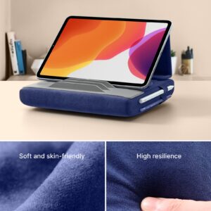 JSAUX Tablet Pillow Stand, Tablet Stand Holder Dock for Lap, Bed and Desk Compatible with iPad Pro 11 10.5 9.7 10.2 Air Mini, Kindle, Tablets, Phones, E-Reader, Books and More 4-11'' devices Navy Blue