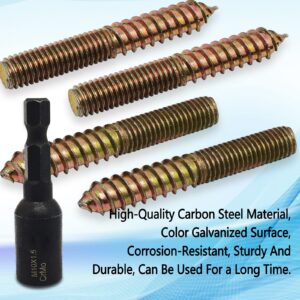 10pcs M10X70mm Double Ended Screws,Dowel Screw for Connecting Wood Wth M10 Hanger Bolt Driver