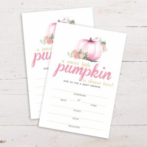 Baby Shower Invitation Cards With Envelopes, A Sweet Little Pumpkin, Invites for Baby Showers and Parties - Pack of 25-（YQK-016）