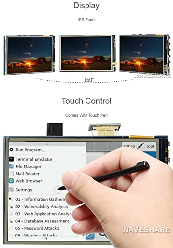 Waveshare Resistive Touch Screen IPS HDMI LCD in 3.5inch Compatible with Raspberry Pi 4B/3B+/3B etc. Series Boards Supports PC