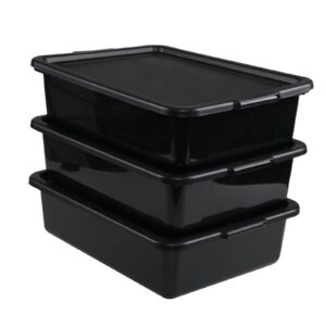 sandmovie 13 l plastic bus tub with lids, restaurant utility bus box, 3 pack