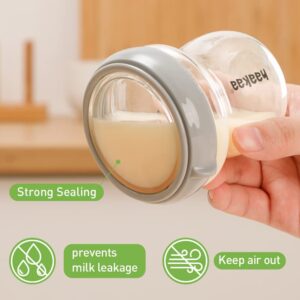 haakaa Breastmilk Storage Container Glass Baby Food Jar- Baby Food Storage Containers Leakproof Lid, Gen.3 Baby Bottle, Microwave and Freezer-Friendly,BPA-Free(Grey, 4.2oz/120ml, 1 pc)