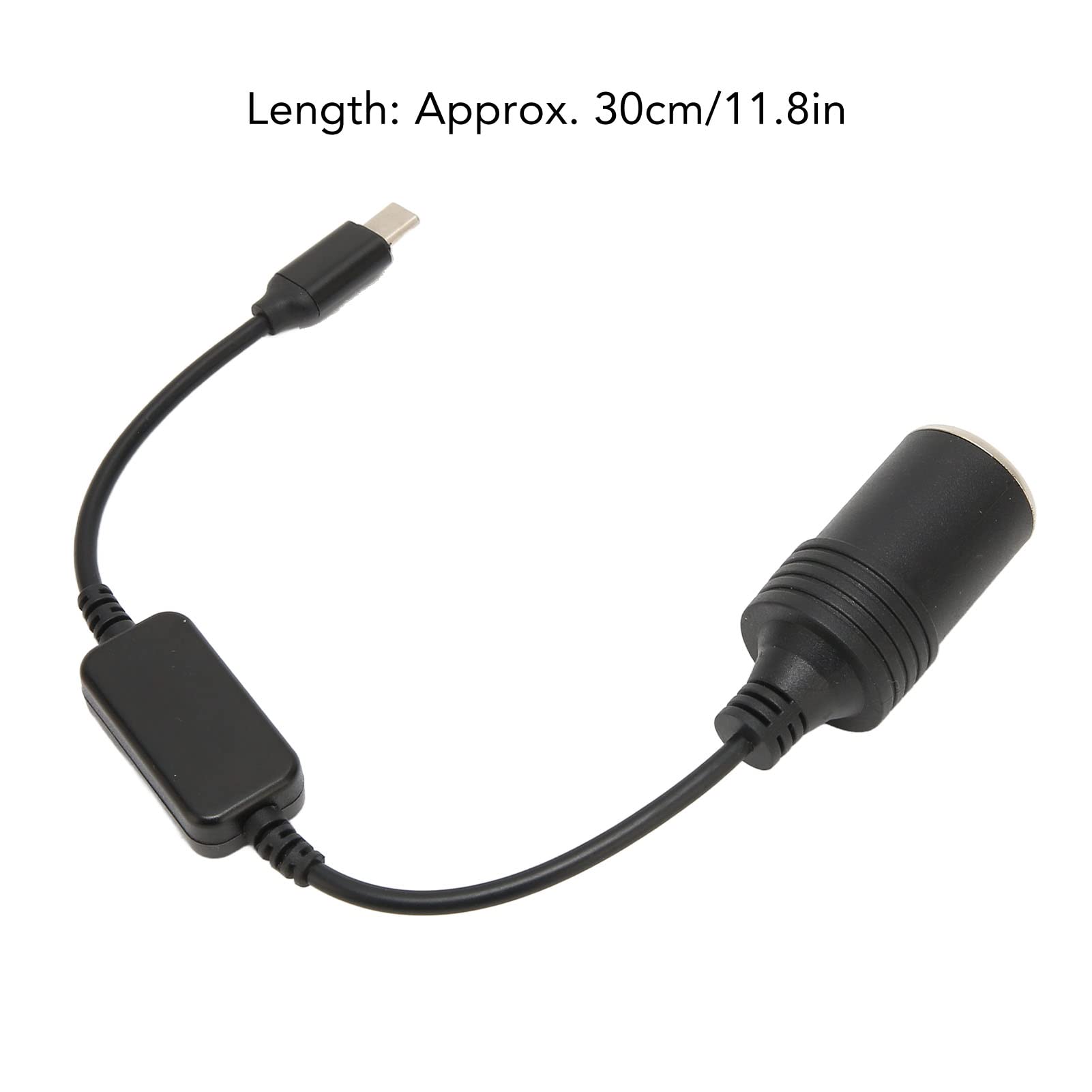 5V USB C Male to 12V Car Cigarette Lighter Socket Female Converter, Power Adapter Converter, for Driving Recorder DVR Dash Camera GPS, 0./11.8in