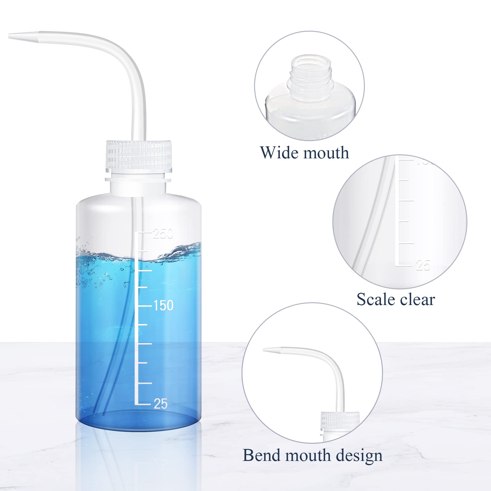 12 Pcs Lab Squeeze Bottle 250ml Plastic Safety Wash Bottles Squirt Bottle Tattoo Bottle for Cleaning Water Tools Plant Irrigation Experiments Tattoo Supplies, 8oz (Clear)