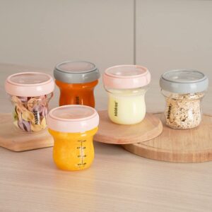 haakaa Breastmilk Storage Container Glass Baby Food Jar- Baby Food Storage Containers Leakproof Lid, Gen.3 Baby Bottle, Microwave and Freezer-Friendly,BPA-Free(Grey, 4.2oz/120ml, 1 pc)