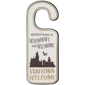 Harry Potter Double-Sided Reversible Wood Door Hanger - Wizards at Work and Hogwarts Vistors Welcome