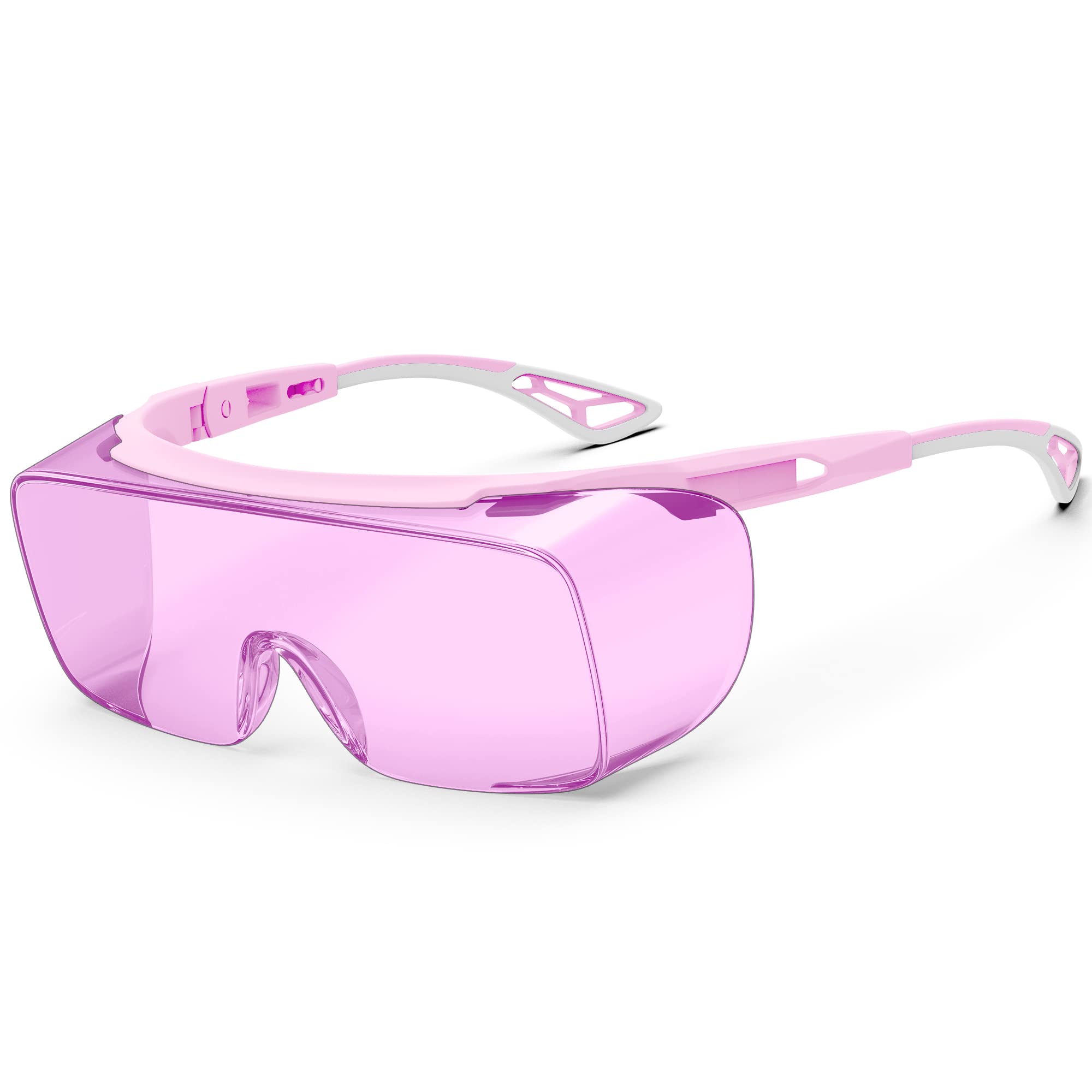 TOREGE Nemesis Safety Glasses For Nurse, Anti Fog Safety Glasses Over Eyeglasses With HD Lenses, Medical Lab Goggles Eye Protection For Women(Pink)