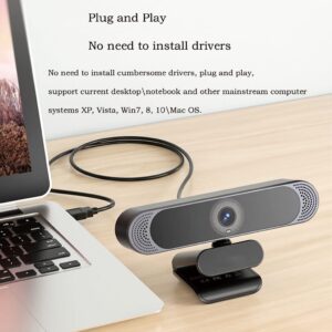 HSQMA 4K Webcam，Autofocus，2 Noise-canceling Mics & Privacy Cover, Plug & Play USB Webcam，Webcam for Laptop, Video Camera for Video Calls, Live Streaming，Meeting，Online Classes