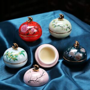 Solid Perfume, Floral Scent Fragrance All Natural Ancient Chinese Palace Craftsmanship for Women Girls Long Lasting Travel Friendly with Delicate Ceramic Jar Gift Box (Red)