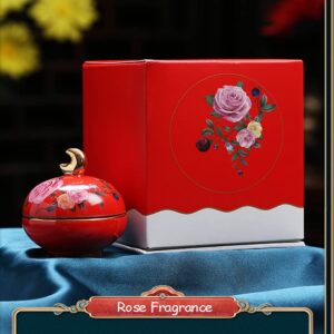 Solid Perfume, Floral Scent Fragrance All Natural Ancient Chinese Palace Craftsmanship for Women Girls Long Lasting Travel Friendly with Delicate Ceramic Jar Gift Box (Red)