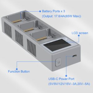 AIROKA Mavic 3 Battery Charging Hub,for DJI Mavic 3 Digital Display Charger USB Charger Accessories(Can Put up to 3 Batteries,Can View Battery Level)