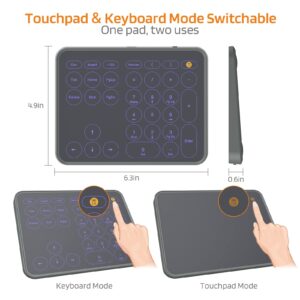 LTC Wired/Wireless Bluetooth Trackpad & Numpad, Portable Built-in Multi-Touch Gesture Numeric Touchpad Mouse for Windows, Computer, Notebook, PC, Laptop, Tablet