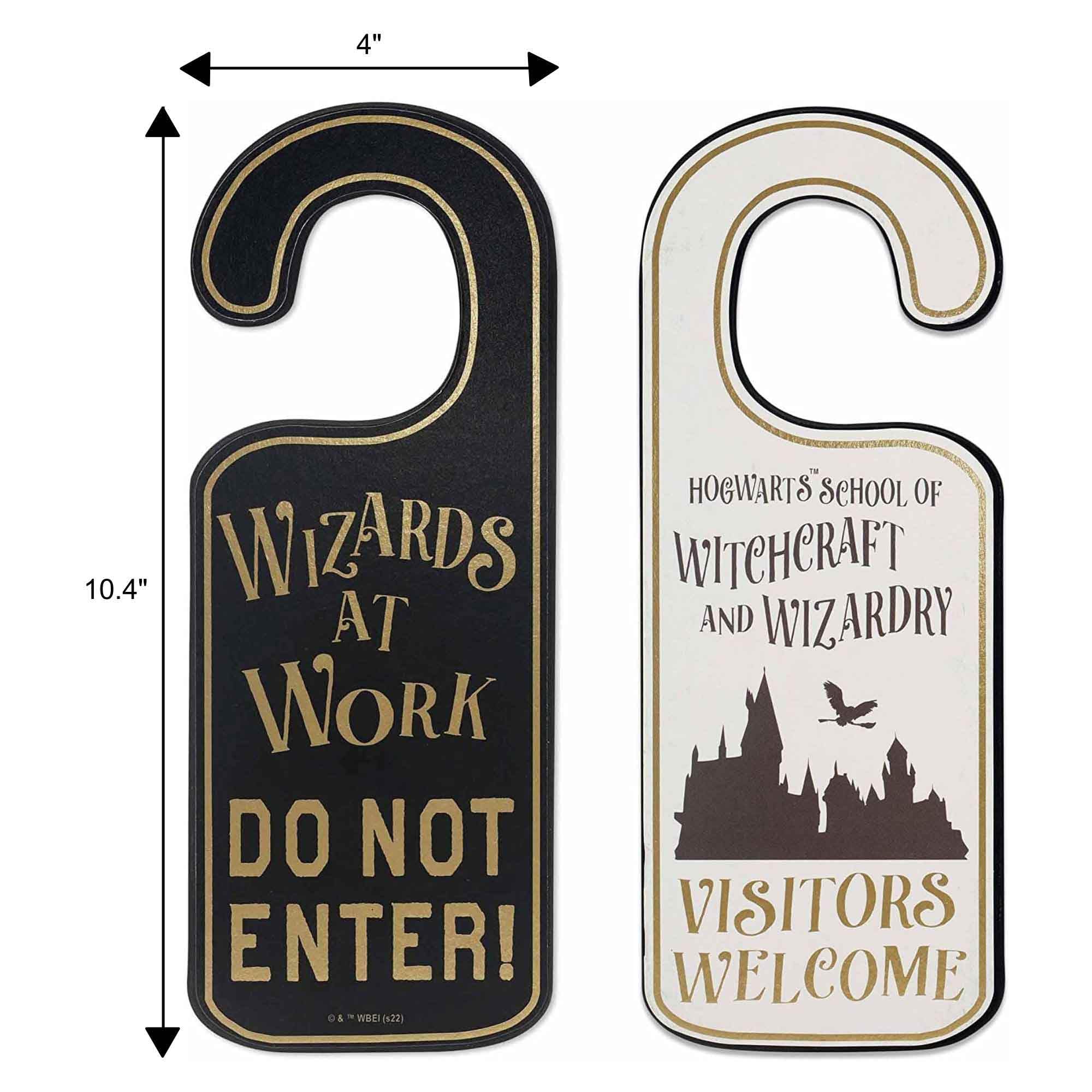 Harry Potter Double-Sided Reversible Wood Door Hanger - Wizards at Work and Hogwarts Vistors Welcome