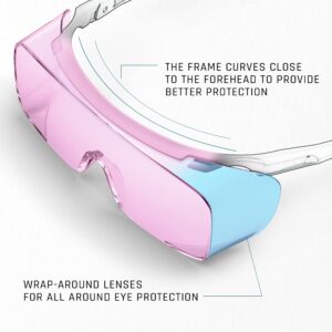 TOREGE Nemesis Safety Glasses For Nurse, Anti Fog Safety Glasses Over Eyeglasses With HD Lenses, Medical Lab Goggles Eye Protection For Women(Pink)