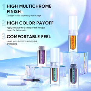 MAKI YIKA 3Pc Glitter Eyeshadow Liquid Multichrome Eyeshadows Long Lasting, Metallic Chameleon Eye Shadow Smudgeproof Holographic Multi-Dimensional Eye Looks (#1+5+6)