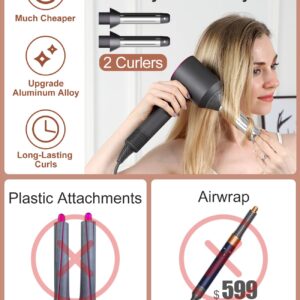 Automatic Curling Wands Attachments with 2 Curlers for Dyson Supersonic Hair Dryer Airwrap, Long Hair Waver Styling Iron Tool Blow Dryer Accessories for Women