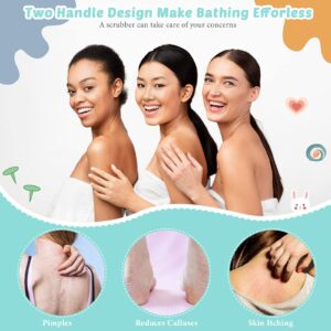 8 Pcs Shower Gloves Body Exfoliating Wash Gloves Set 4 Exfoliating Bath Washcloth Towel Body Scrubber Nylon Back Washer 4 Pair Scrub mitts for Women Men Skin Stretchable Pull Strap Washcloth