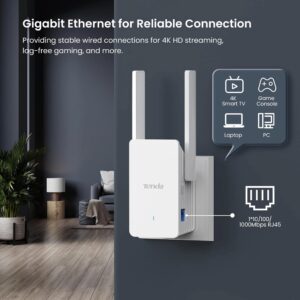 Tenda WiFi 6 Extender, AX3000 Dual Band WiFi Extender Signal Booster with Gigabit Ethernet Port, Home Internet Extender WiFi Booster, AP Mode, WPS Easy Setup(A33)