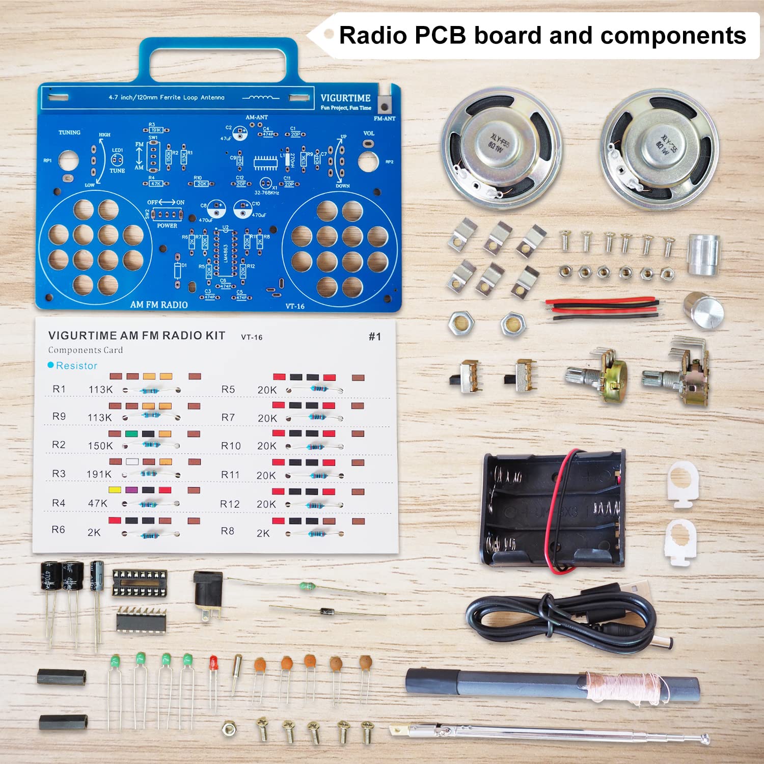 VIGURTIME AM/FM Radio Kit | Soldering Project DIY Kit for Practicing Teaching Electronics | Stereo | Great STEM Project and Gift | Upgraded Version VT-16