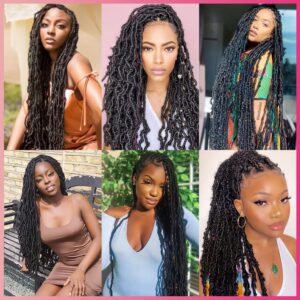 Faux Locs Crochet Hair Soft Locs 20 Inches 7 Packs Crochet Locs Crochet Hair Black Natural Wave Braids Hair Extensions Distressed Locs Pre Looped Crochet Butterfly Locs For Black Women