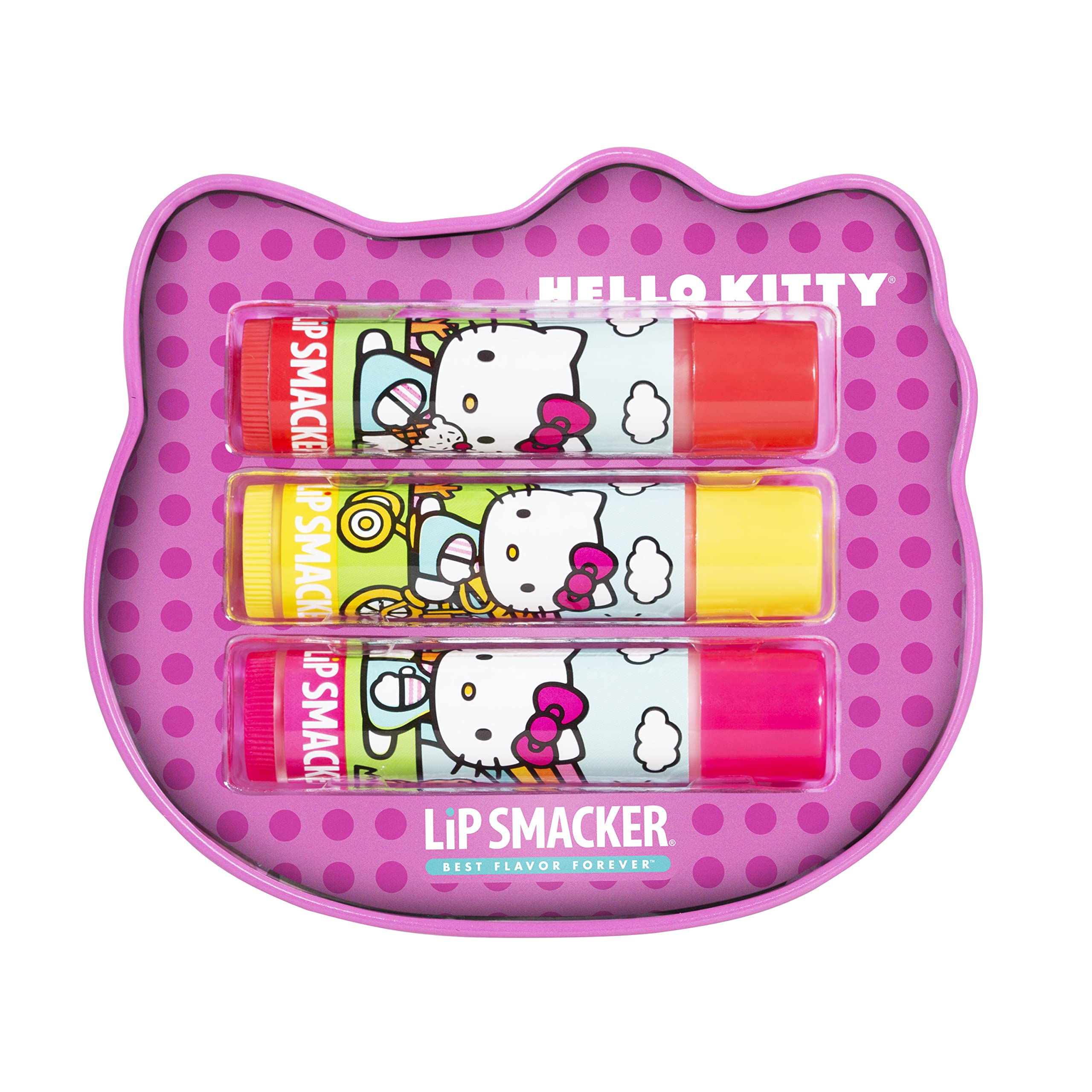 Lip Smacker Hello Kitty Holiday 3 pcs Flavored Lip Balm Tin For Girls Gift