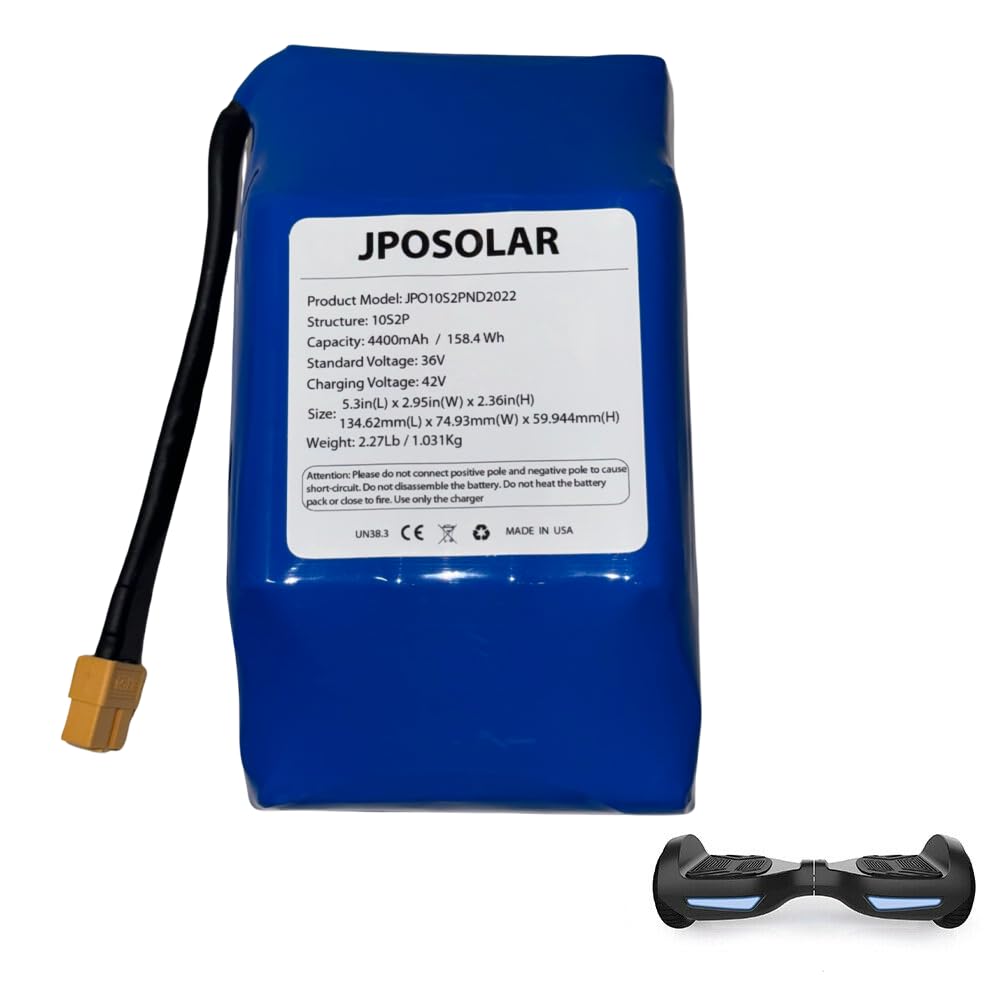 JPOSolar 36V 4.4AH Lithium Li-ion Battery Replacement with XT60 Plug and 6 Months Warranty by Factory. Made in USA. PLEASE WATCH The VIDEO for MORE PRODUCT INFORMATION.