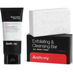 anthony shaving cream mens sensitive skin 6 fl oz and anthony mens soap bar exfoliating soap 5 oz