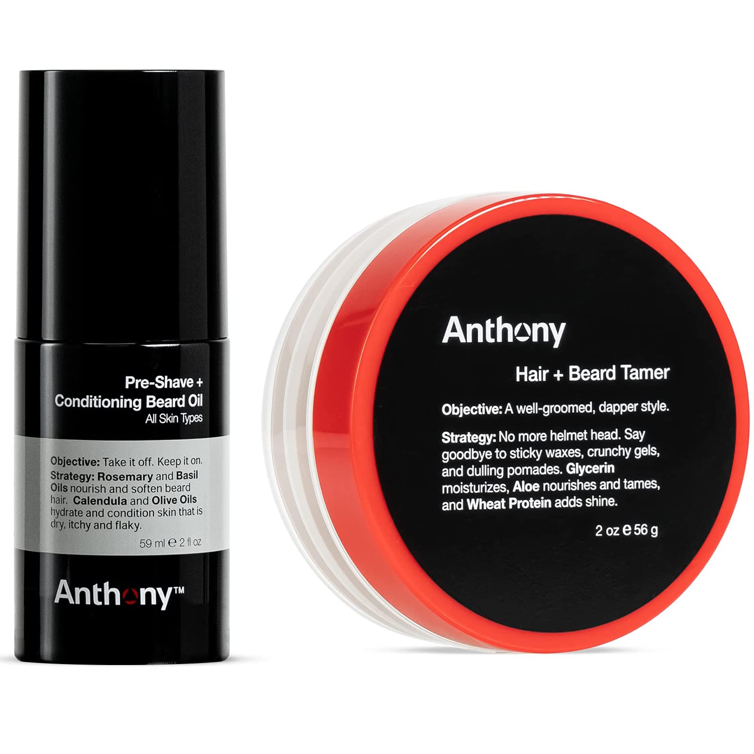 Anthony Pre-Shave and Conditioning Beard Oil and Hair and Beard Tamer 2 Fl Oz