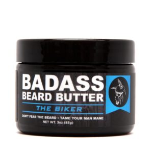 badass beard care beard butter for men - the biker, 3 oz - made of natural ingrediens for healthy, soften and itchness free beard and mustache