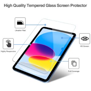 ProCase 2 Pack Screen Protector for iPad 10th Generation 2022 A2696/A2757/A2777 10.9 Inch, Tempered Glass Film Guard for iPad 10 -Clear