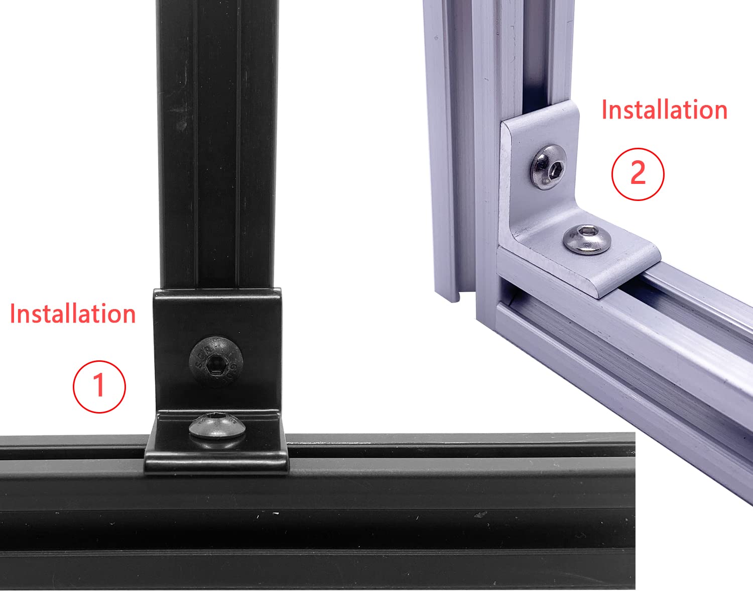 JCSPBYL 12 Set Silver 2020 Series Aluminum Profile Connectors, 12pcs L Corner Bracket,with Sliding T Nuts and Bolts for 2020 Aluminum Extrusion Profiles