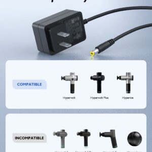 Massage Gun Charger Compatible with Hyperice Hypervolt 42000-038-00 SK03T1-2600100W2 SK03T-2400100Z SK03T1-2400100Z Battery Replacement Power Supply