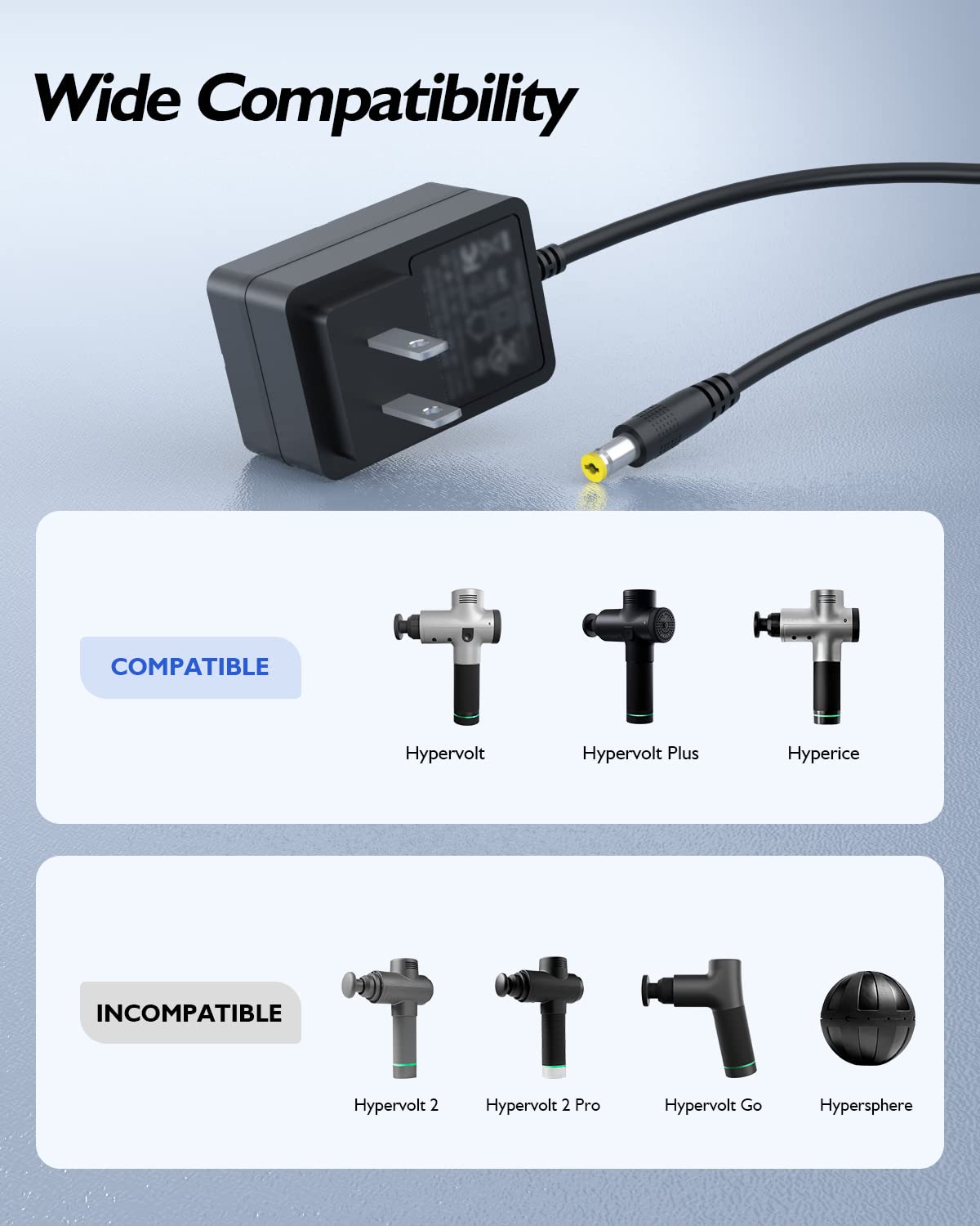 Massage Gun Charger Compatible with Hyperice Hypervolt 42000-038-00 SK03T1-2600100W2 SK03T-2400100Z SK03T1-2400100Z Battery Replacement Power Supply