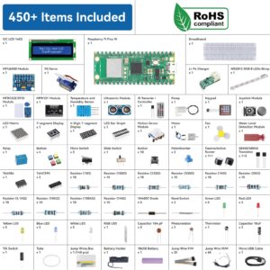 SunFounder Raspberry Pi Pico W Ultimate Starter Kit with Online Tutorials, RoHS Compliant, 450+ Items, 117 Projects, MicroPython, C/C++ (Compatible with Arduino IDE)