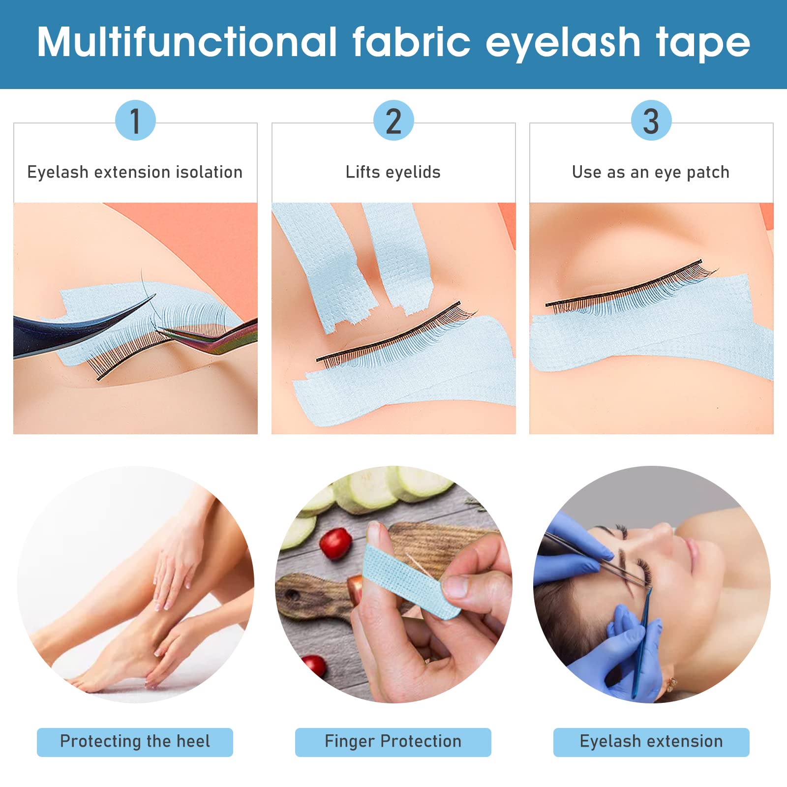 WLLHYF 6 Rolls Eyelashes Extension Tape， Breathable Medical Microporous Tape Sensitive Skin Tape Adhesive Fabric Lash Tape for Professional Individual Makeup Eye Lashes Tools