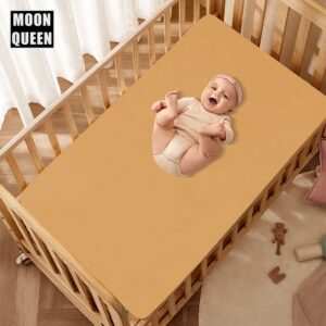 MOONQUEEN 2-Pack Baby Fitted Crib Sheets - Soft Breathable Microfiber Toddler Nursery Sheet Set for Boys and Girls, Fits Standard Size Crib Mattress 28 x 52 x 8in, orangey