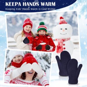 Tarpop 24 Pairs Toddler Knitted Mittens Bulk Winter Kids Stretch Gloves Warm Hand Knit Mittens for Boys Girls(Plain Colors)