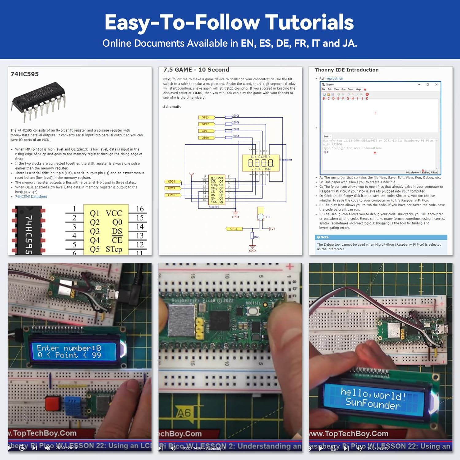 SunFounder Raspberry Pi Pico W Ultimate Starter Kit with Online Tutorials, RoHS Compliant, 450+ Items, 117 Projects, MicroPython, C/C++ (Compatible with Arduino IDE)