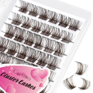 cluster lashes, crislashes lash clusters 13 rows soft, diy eyelash extensions, 78 pcs resuable cluster eyelash extensions at home (f16 mix 8-16mm-brown)