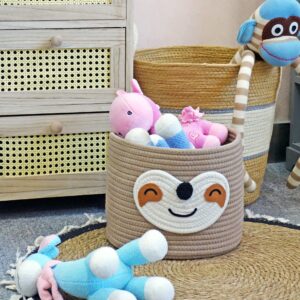 T&T Homewares Small Sloth Baskets for Baby Diaper Organizer, Nursery Storage, Nursery Room Decor, Kids Room Organizer, Pet Toy Storage