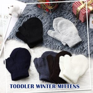 Tarpop 24 Pairs Toddler Knitted Mittens Bulk Winter Kids Stretch Gloves Warm Hand Knit Mittens for Boys Girls(Plain Colors)