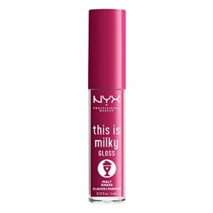 NYX PROFESSIONAL MAKEUP This Is Milky Gloss, Lip Gloss with 12 Hour Hydration, Vegan - Malt Shake (Warm Red)