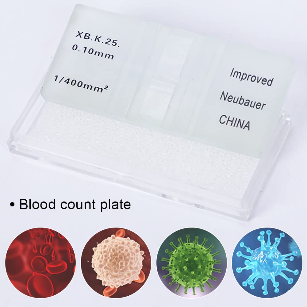 ADAMAS-BETA Hemocytometer with 100Pcs Coverslips Improved Neubauer Hemocytometer Blood Counting Chamber Yeast Cell Counter