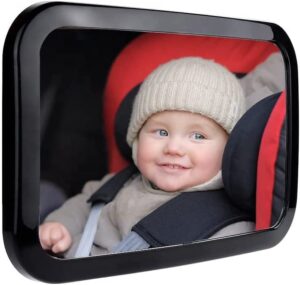 baby car mirror, safety car seat mirror for rear facing infant with wide crystal clear view, shatterproof, fully assembled, crash tested and certified