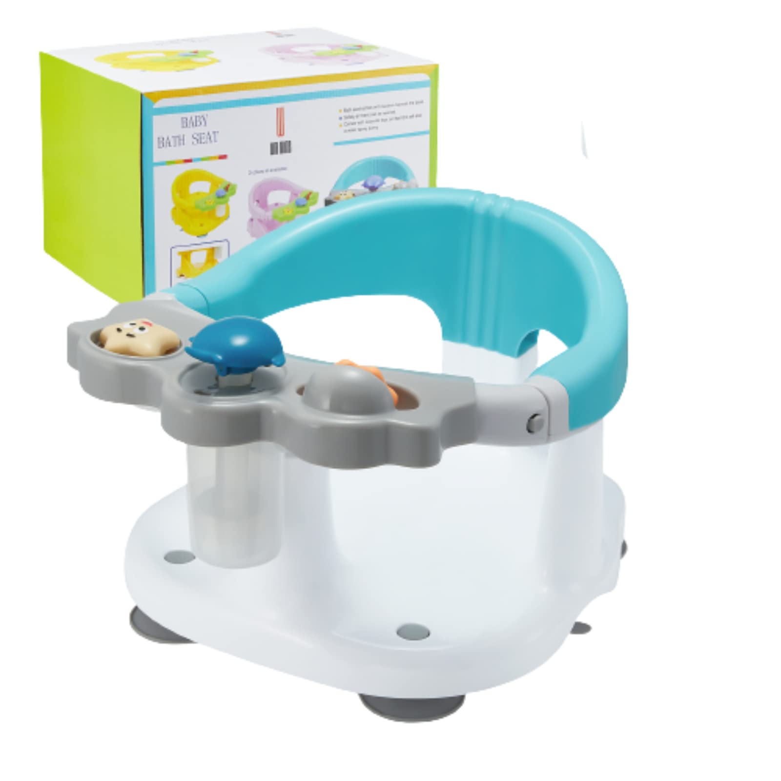 Baby Bath Seat, Infant Bath Seat, Bath Seat for Baby,Baby Bathtub Seat for Sit-Up 6-36 Months 4 Suction Cups Stability (White)