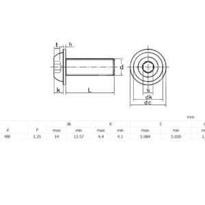 10pcs M8-1.25 x 35mm Flanged Button Head Socket Cap Screw Bolts, Allen Socket Drive, Black Oxide Finish, Carbon Steel 10.9 Grade,DIN7380